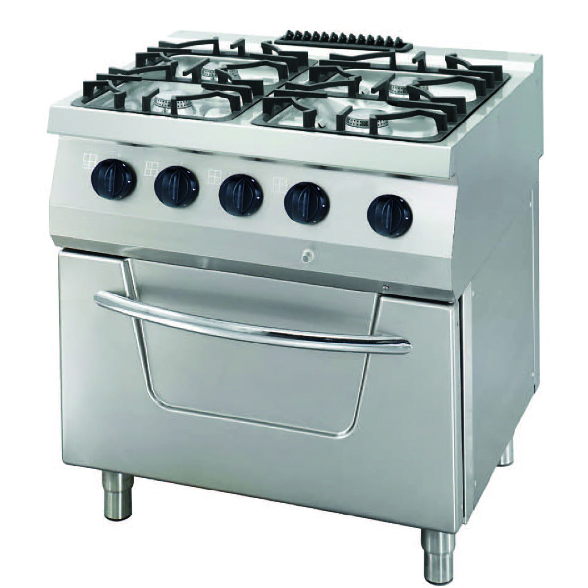 Kraftig Komfur - 4 Blus - Dobbelt Enhed - 70cm Dyb - 31kW - Gas inkl. Ovn