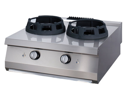 Premium Wok-komfur - 2 x 28,5 kogeringer - Dobbelt enhed - 90 cm dyb - Gas