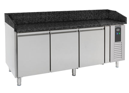 Pizzabord - 3 døre - sort granitbordplade - 800 x 2025 mm