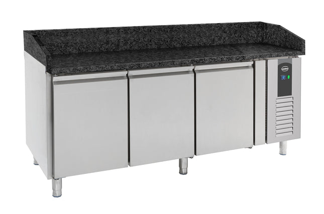 Pizzabord - 3 døre - sort granitbordplade - 800 x 2025 mm