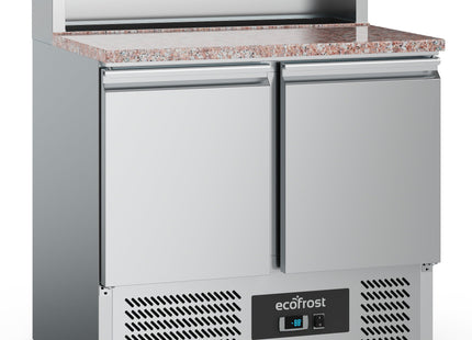 Pizzabord - 2 døre - 5 x GN 1/6 beholdere - 700 x 900 mm