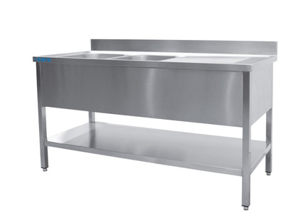 Bord med vask - To kar - vask venstre - 700 x 1800 mm