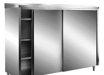 Opbevaringsskabe i rustfrit stål med SKYDEDØRE AISI 430, skråt tag, 1200x600