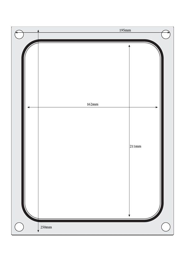 Bakkeforseglingsmatrix, HENDI, beholder 227x178 mm