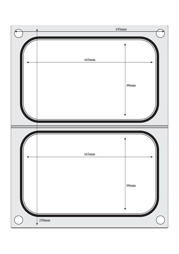 Bakkeforseglingsmatrix, HENDI, 2x beholder 178x113 mm