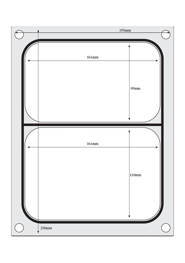 Bakkeforseglingsmatrix, HENDI, todelt beholder 227x178 mm