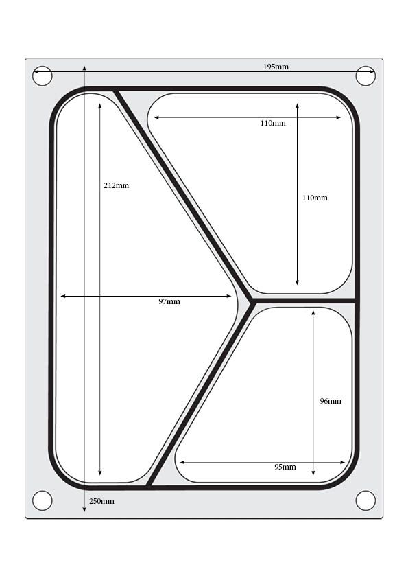 Bakkeforseglingsmatrix, HENDI, tredelt beholder 227x178 mm