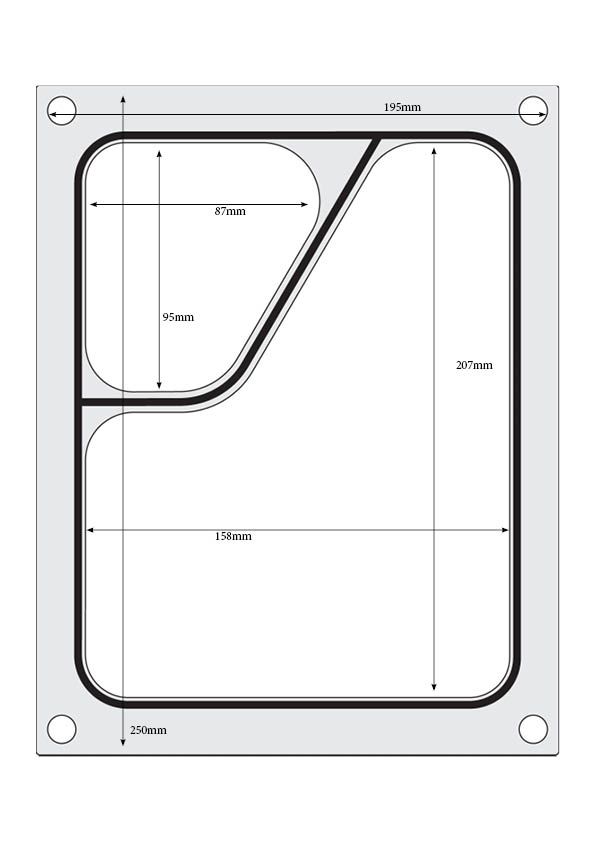 Bakkeforseglingsmatrix, HENDI, todelt colt-beholder 227x178 mm