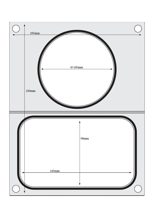 Bakkeforseglingsmatrix, HENDI, 2 beholdere (1x 178x113 mm, 1x ø115 mm)