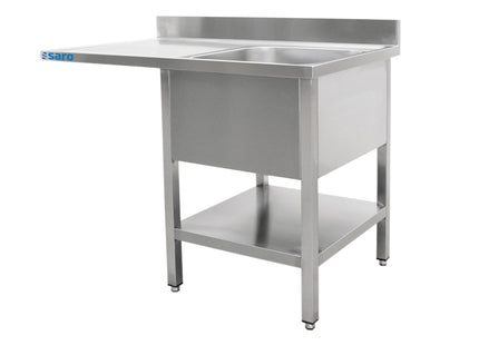 Bord med 1 vask - højre - 600 x 1400 mm