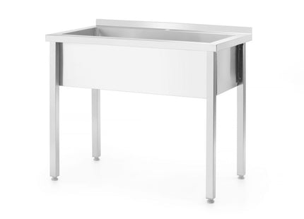Bord med enkelt vaskekumme, med bagkant – boltmonteret, dybde 600 mm, HENDI, Budget Line, 1000x600x(H)850mm