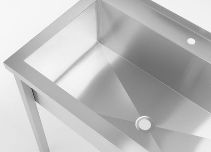 Bord med enkelt vaskekumme, med bagkant – boltmonteret, dybde 600 mm, HENDI, Budget Line, 1000x600x(H)850mm