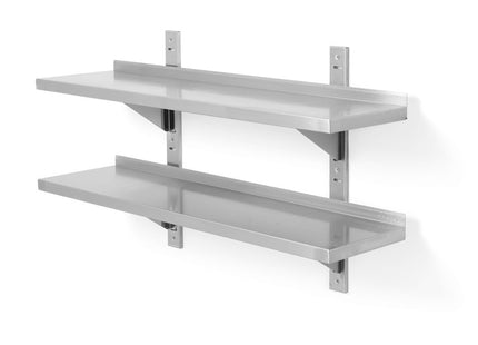Dobbelt væghylde, justerbar, med 2 konsoller, HENDI, 1200x300x(H)600mm