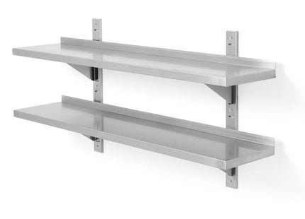 Dobbelt væghylde, justerbar, med 2 konsoller, HENDI, 1200x300x(H)600mm