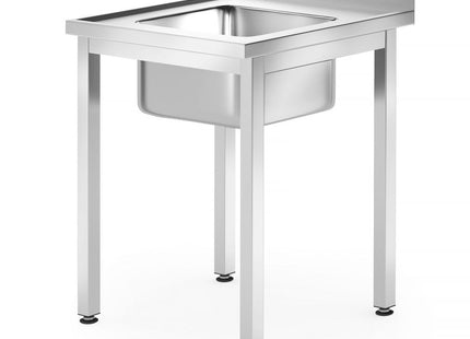 Vaskebord – boltmonteret, dybde 600 mm, HENDI, Profi Line, vask i midten, 600x600x(H)850mm