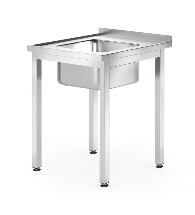 Vaskebord – boltmonteret, dybde 600 mm, HENDI, Profi Line, vask i midten, 600x600x(H)850mm