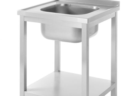 Vaskebord med hylde – boltmonteret, dybde 600 mm, HENDI, Profi Line, Centreret, 600x600x(H)850mm