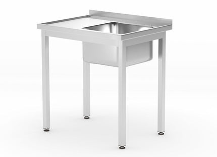 Vaskebord med hylde – boltmonteret, dybde 600 mm, HENDI, Profi Line, Centreret, 600x600x(H)850mm