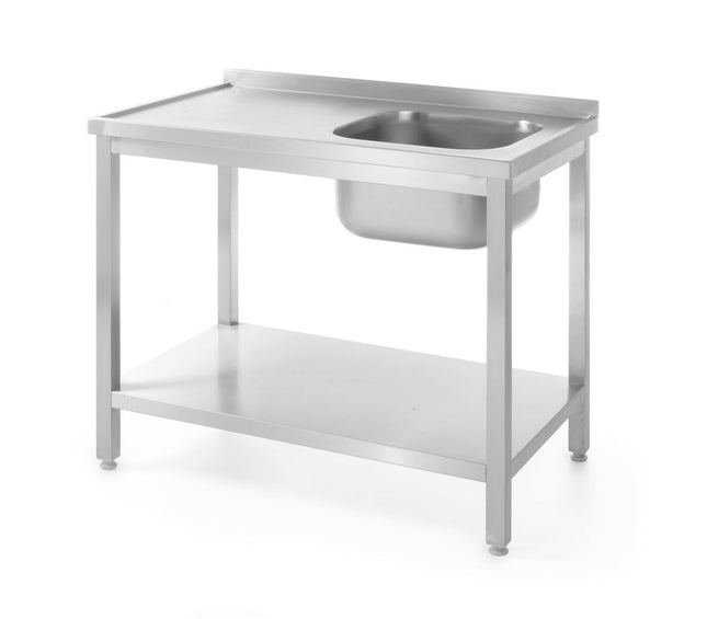 Vaskebord med hylde – boltmonteret, dybde 600 mm, HENDI, Profi Line, Højre side, 1000x600x(H)850mm