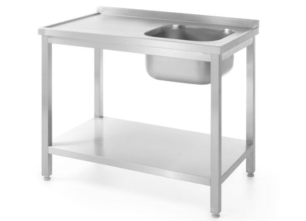 Vaskebord med hylde – boltmonteret, dybde 600 mm, HENDI, Profi Line, Venstre side, 1000x600x(H)850mm