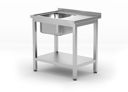 Vaskebord med hylde – boltmonteret, dybde 600 mm, HENDI, Profi Line, Venstre side, 1000x600x(H)850mm