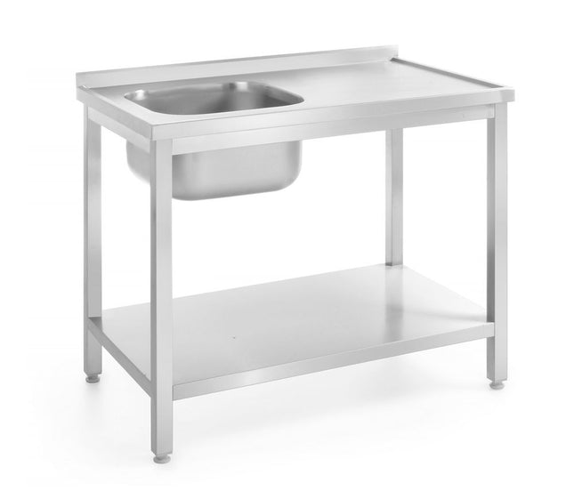Vaskebord med hylde – boltmonteret, dybde 600 mm, HENDI, Profi Line, Venstre side, 1000x600x(H)850mm