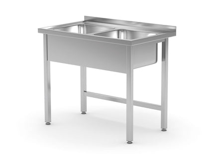 Bord med 2 vaske – svejset, HENDI, Kitchen Line, 1000x600x(H)850mm