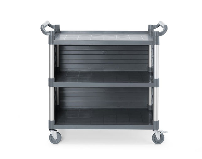 Serveringsvogn i polypropylen med 3 hylder, stor, AmerBox, Inkl. sidepaneler til hylder, 1010x500x(H)960mm
