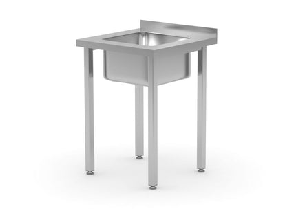 Vaskebord, boltmonteret, HENDI, Kitchen Line, vaskekumme i midten, 600x600x(H)850mm