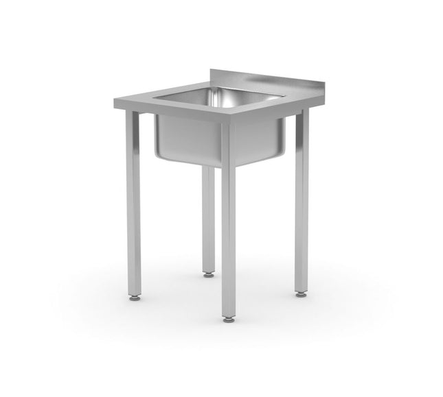 Vaskebord, boltmonteret, HENDI, Kitchen Line, vaskekumme i midten, 600x600x(H)850mm