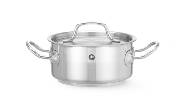 Lav gryde - med låg, HENDI, Profi Line, 1,5L, ⌀160x(H)75mm