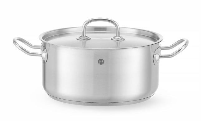 Lav gryde - med låg, HENDI, Kitchen Line, 4,9L, ⌀240x(H)110mm