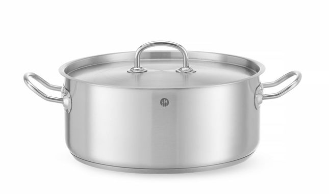 Lav gryde - med låg, HENDI, Kitchen Line, 7,3L, ⌀280x(H)120mm