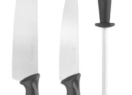 Knivsæt, 3 dele, HENDI, Sort, (L)380mm