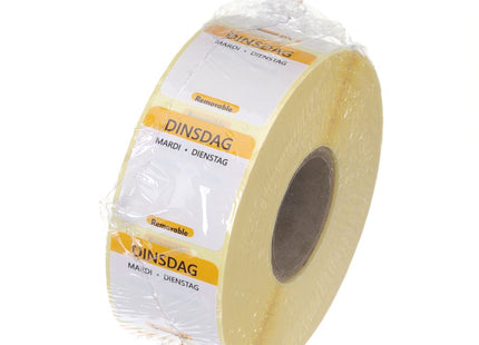 Daglige fødevaresikkerhedsetiketter, til flergangsbrug, let aftagelige , HENDI, Tuesday, Gul, 1000 pcs., 25x25mm