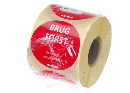 Fødevaresikkerhedsetiketter, til flergangsbrug, let aftagelige, “USE FIRST”, HENDI, Rød, 500 pcs., ⌀50mm