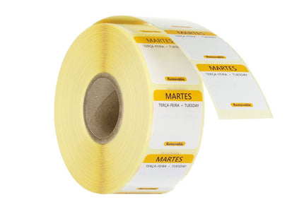 Daglige fødevaresikkerhedsetiketter, til flergangsbrug, let aftagelige , HENDI, Tuesday, Gul, 1000 pcs., 25x25mm