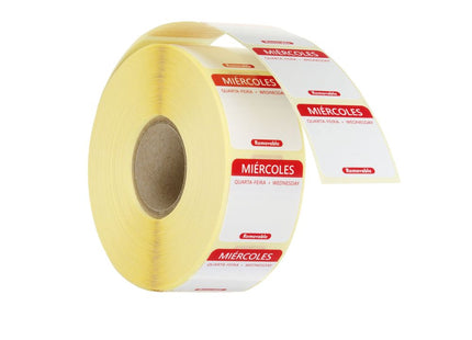 Daglige fødevaresikkerhedsetiketter, til flergangsbrug, let aftagelige , HENDI, Wednesday, Rød, 1000 pcs., 25x25mm