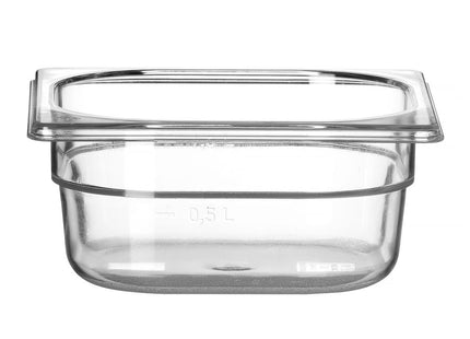 GN 1/6 beholder polykarbonat, HENDI, Profi Line, GN 1/6, 1L, gennemsigtig, 176x162x(H)65mm