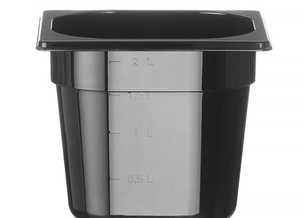 GN 1/6 beholder sort polykarbonat, HENDI, Profi Line, GN 1/6, 2,4L, Sort, 176x162x(H)150mm