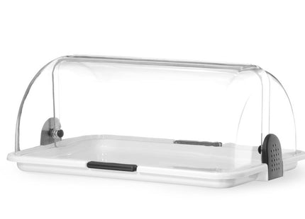 Roll-top display, HENDI, Enkelt, Hvid, 465x315x(H)195mm, Rektangulær