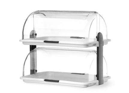 Roll-top display, HENDI, Dobbelt, Hvid, 475x325x(H)415mm, Rektangulær