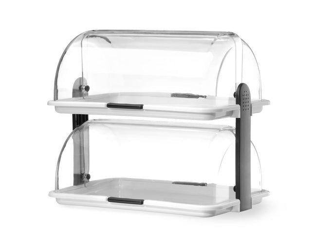 Roll-top display, HENDI, Dobbelt, Hvid, 475x325x(H)415mm, Rektangulær