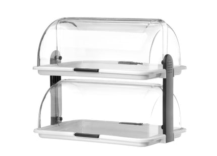 Roll-top display, HENDI, Dobbelt, Hvid, 475x325x(H)415mm, Rektangulær