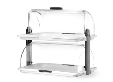 Roll-top display, HENDI, Dobbelt, Hvid, 475x325x(H)415mm, Rektangulær