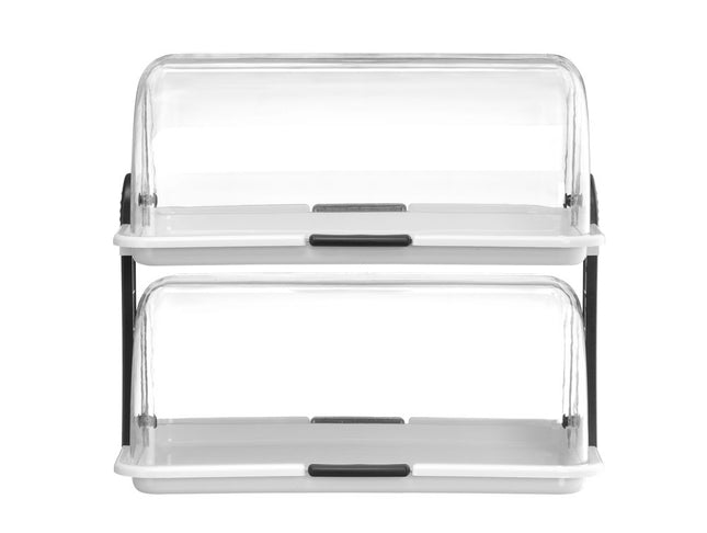 Roll-top display, HENDI, Dobbelt, Hvid, 475x325x(H)415mm, Rektangulær