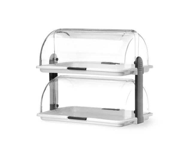 Roll-top display, HENDI, Dobbelt, Hvid, 380x260x(H)355mm, Rektangulær