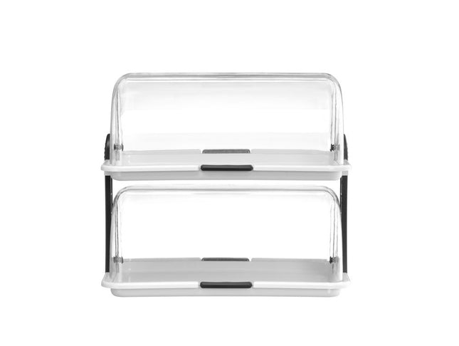 Roll-top display, HENDI, Dobbelt, Hvid, 380x260x(H)355mm, Rektangulær