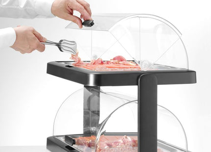 Roll top køledisplay Duo UNIQ, HENDI, designet af Robert Bronwasser, Dobbelt, Sort, 480x355x(H)480mm, Rektangulær