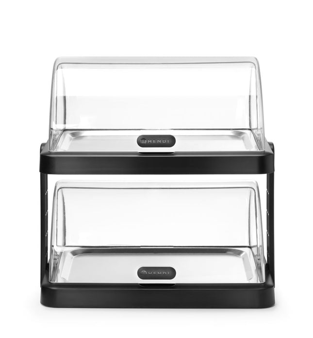 Roll top køledisplay Duo UNIQ, HENDI, designet af Robert Bronwasser, Dobbelt, Sort, 480x355x(H)480mm, Rektangulær